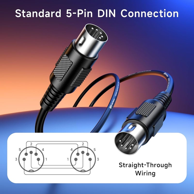 CableMatters 2-Pack 5 Pin DIN MIDI Cable, 5 Pin MIDI Cable - 6 Feet - Image 2