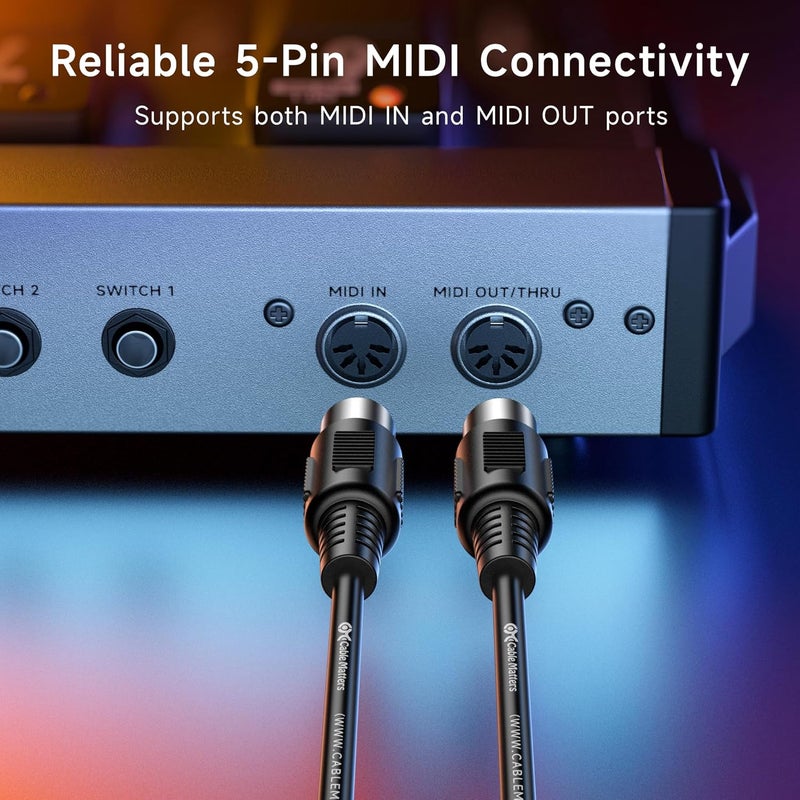 CableMatters 2-Pack 5 Pin DIN MIDI Cable, 5 Pin MIDI Cable - 6 Feet - Image 3