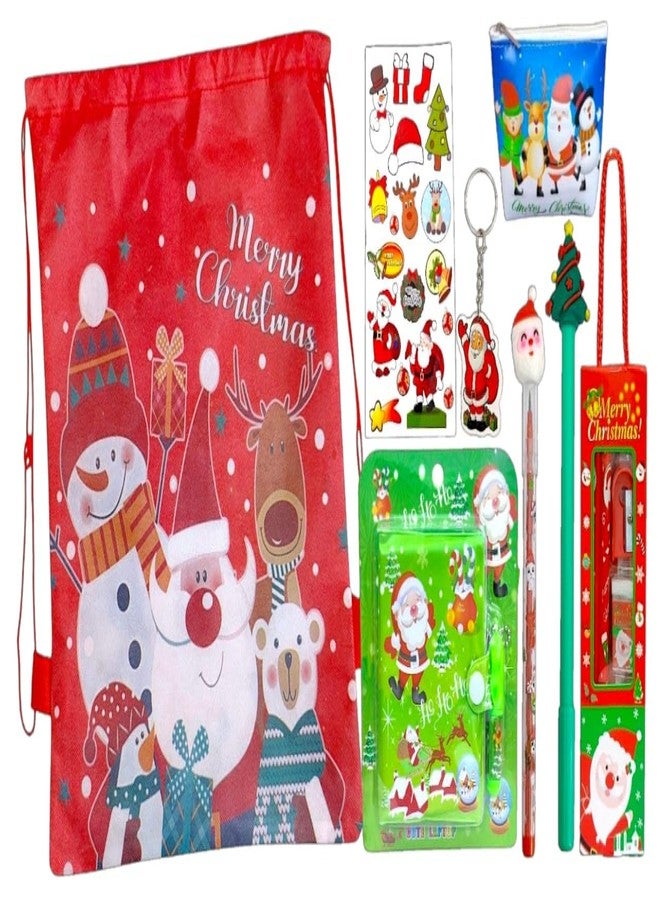 AMYCAUR Merry Christmas Stationery Combo Gift for Kid, Cute School Stationery Gift Combo, Secret Santa Party Return Gift for Kids Stationery Items, New Year Christmas Goody Gift Set (Pack of 8 Items) - Image 1