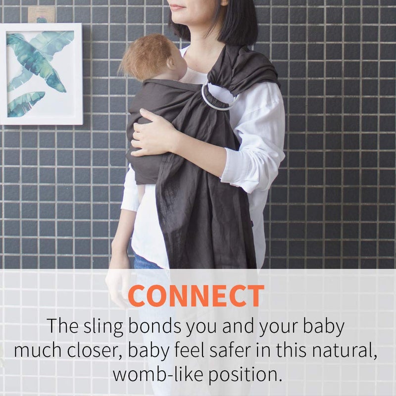 Vlokup حمالة أطفال فلوكوب، حمالة أطفال ناعمة للغاية للمواليد حتى toddlers، حمالة قابلة للتعديل وخفيفة الوزن وقابلة للتنفس، رمادي داكن - Image 4