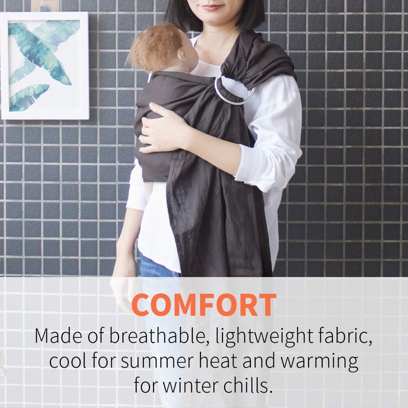 Vlokup حمالة أطفال فلوكوب، حمالة أطفال ناعمة للغاية للمواليد حتى toddlers، حمالة قابلة للتعديل وخفيفة الوزن وقابلة للتنفس، رمادي داكن - Image 3