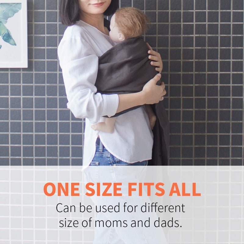 Vlokup حمالة أطفال فلوكوب، حمالة أطفال ناعمة للغاية للمواليد حتى toddlers، حمالة قابلة للتعديل وخفيفة الوزن وقابلة للتنفس، رمادي داكن - Image 5