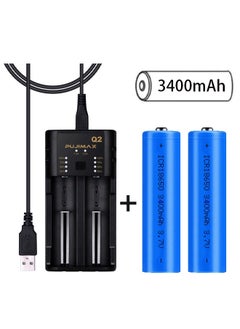 PUJIMAX 18650 Battery Charger＋ 2 Pcs Rechargable 18650 Li-Ion Battery 3400 mAh  - Image 1