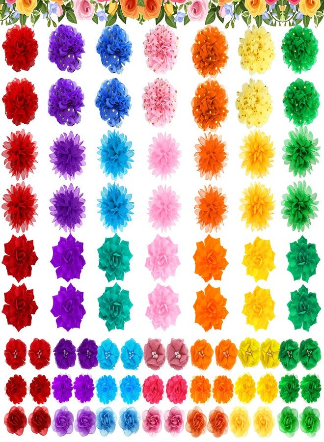 تونديامو مجموعة تونديمو من 84 قطعة من زهور طوق الكلاب متعددة الألوان، إكسسوارات طوق الحيوانات الأليفة، ربطات عنق على شكل زهور من الشيفون الناعم للحيوانات الأليفة، مناسبة للكلاب والقطط والجراء الصغيرة والمتوسطة والكبيرة، 6 أنماط، ألوان متعددة - Image 1