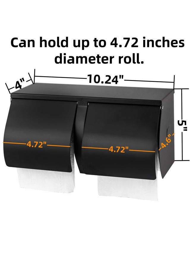 Desyeryamimi Double Roll Toilet Paper Holder Dispenser with Shelf Storage-Commercial 2-Roll Side by Side Stainless Steel Toilet Tissue Holder/Dispenser Wall Mount for Bathroom/Restroom(Black - Image 3