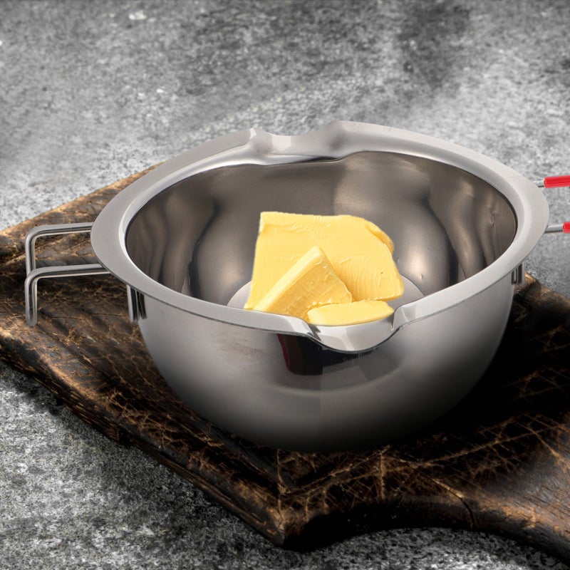 Universal 304 Stainless Steel Chocolate Melting Pot Double Boiler Bowl Butter Candy Warmer Pastry Baking Tool with Red Handle (No Lid) - Image 4