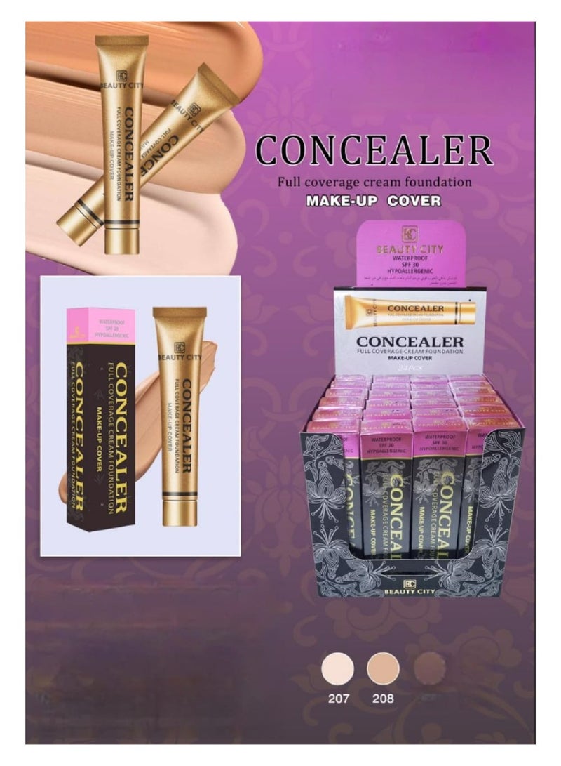 Beauty City Concealer coverage cream foundation waterproof BC207 light ivory 