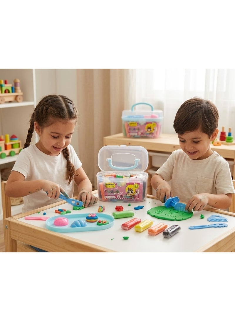 TOOLY Play Dough Toy Set with Extruder Syringe and Molding Tools 24-Color - Image 3