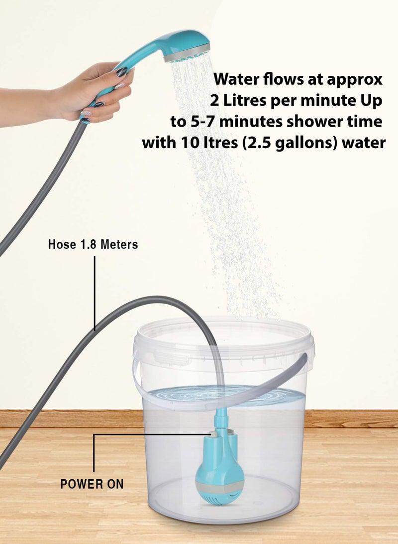 Toshonics Portable Outdoor Shower Foldable Bucket Kit: Rechargeable battery water pump, USB cable, 2m hose for outdoor activities like car washing, pet cleaning, plant watering, and kitchen use - Image 5