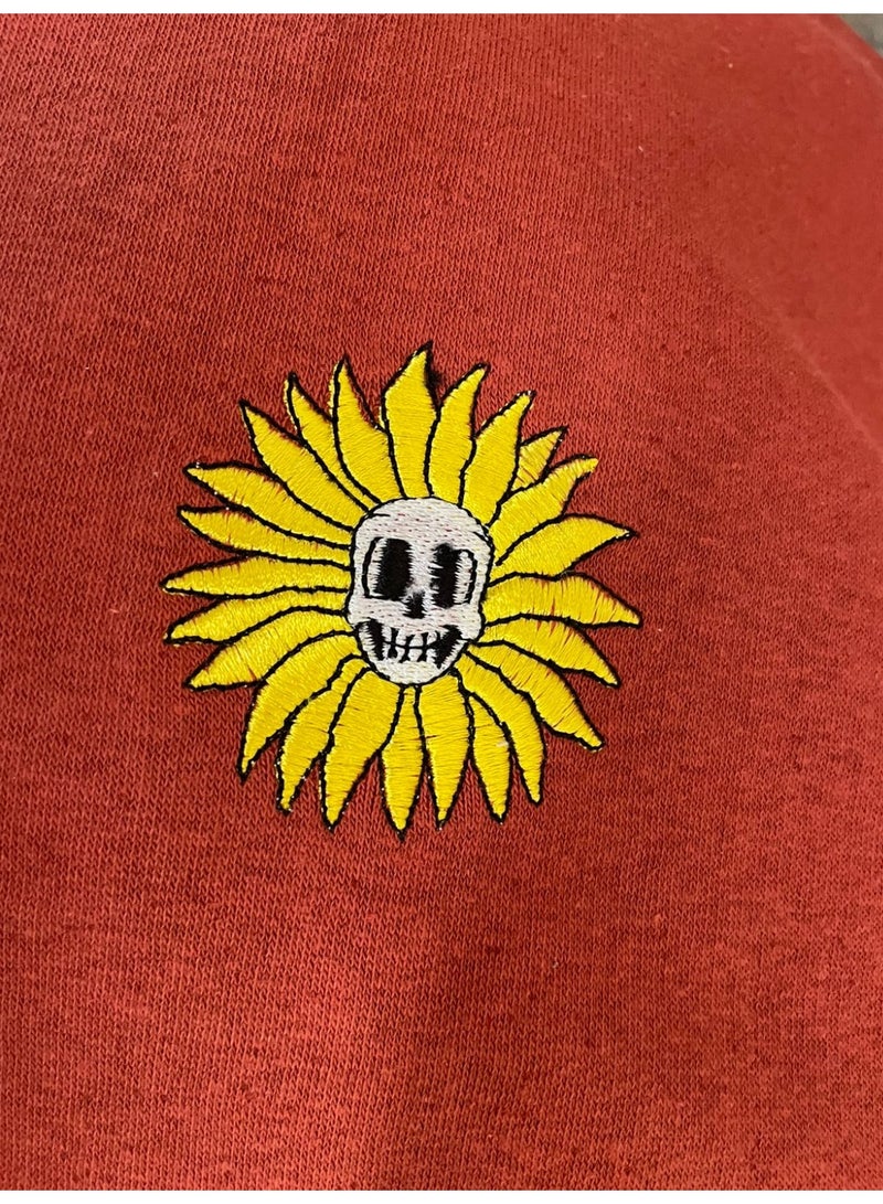 Blue 84 Men's "Wild Ones" Skull Sunflower Graphic Soft Sweatshirt Pullover - Image 4