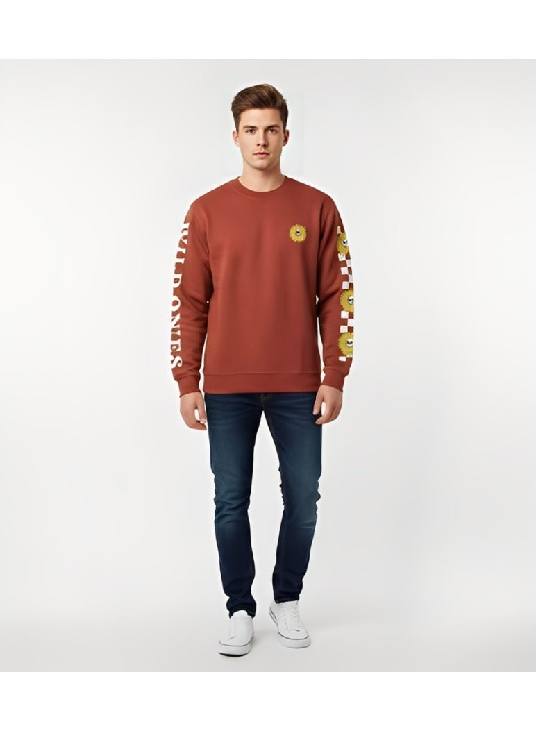 Blue 84 Men's "Wild Ones" Skull Sunflower Graphic Soft Sweatshirt Pullover - Image 1