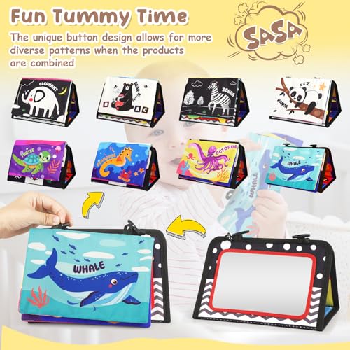 URMYWO Tummy Time Toy - Black and White High Contrast Baby Toys for Newborn - Baby Visual Stimulation Mirror - Montessori Sensory Crinkle Toy for Infant 0-3-6-12 Months - Shower Gift for Boy Girl - Image 3