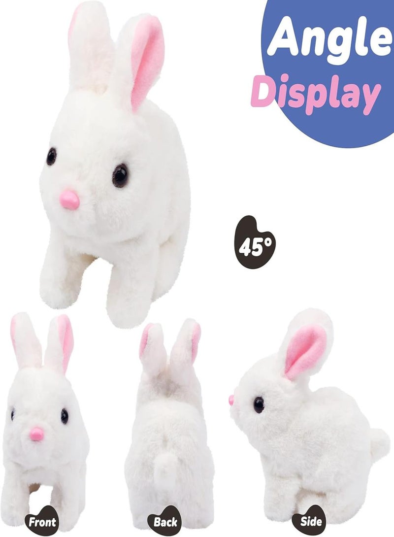 Interactive Electronic Pet, Hopping Rabbit Plush Toy, Animated Walking, Twitching Nose  Ears, Toddler Gift, Birthday Present (White) - Image 3