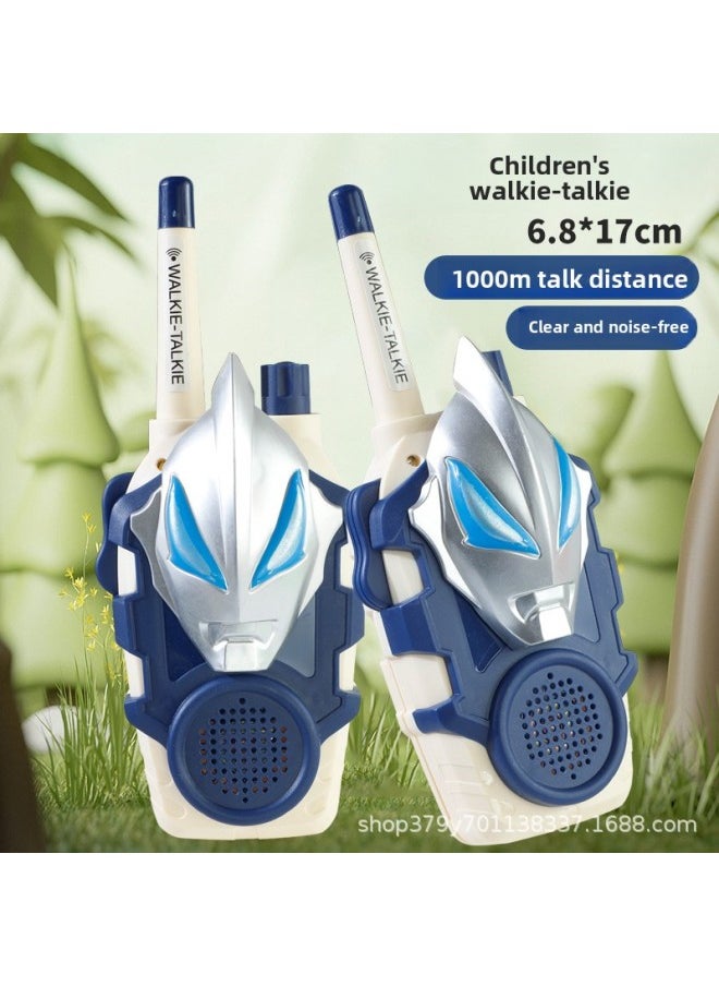 Generic - Selo Ultraman Men's Cool Walkie-talkie Outdoor Toy Parent-Child Interaction Birthday Gift-Color:[blue And Blue Pair] Ultraman Silver Jade Walkie-talkie-Specifications:Bag [free 6 Batteries + Screwdriver] - Image 1