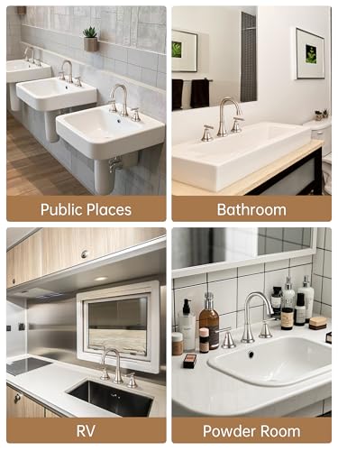 Fransiton 8 Inch Widespread Bathroom Sink Faucet 3 Hole, Brushed Nickel Bathroom Faucet with Metal Pop-Up Drain Assembly, Bathroom Vanity Faucet, 2 Handle for Sink - Image 3