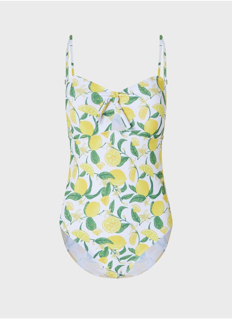 Ginger - Strappy Lemon Print Swimsuit - Image 1