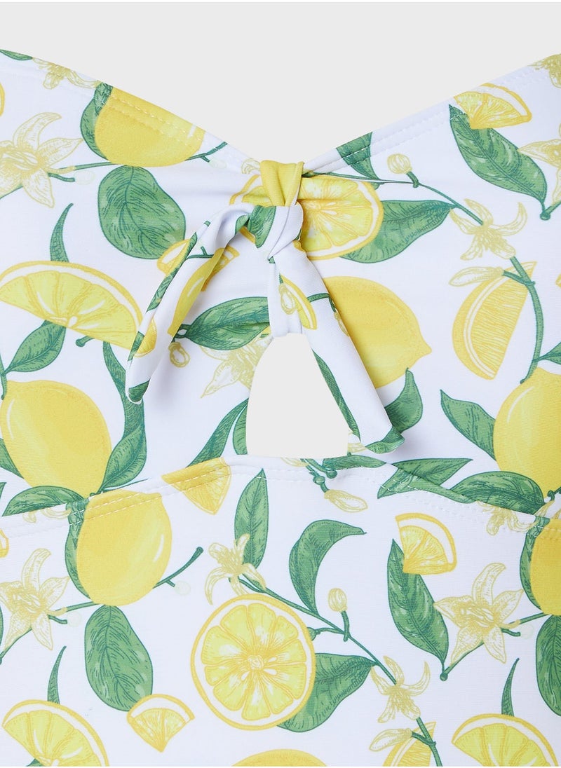 Ginger - Strappy Lemon Print Swimsuit - Image 1