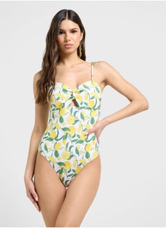 Ginger Strappy Lemon Print Swimsuit  - Image 1