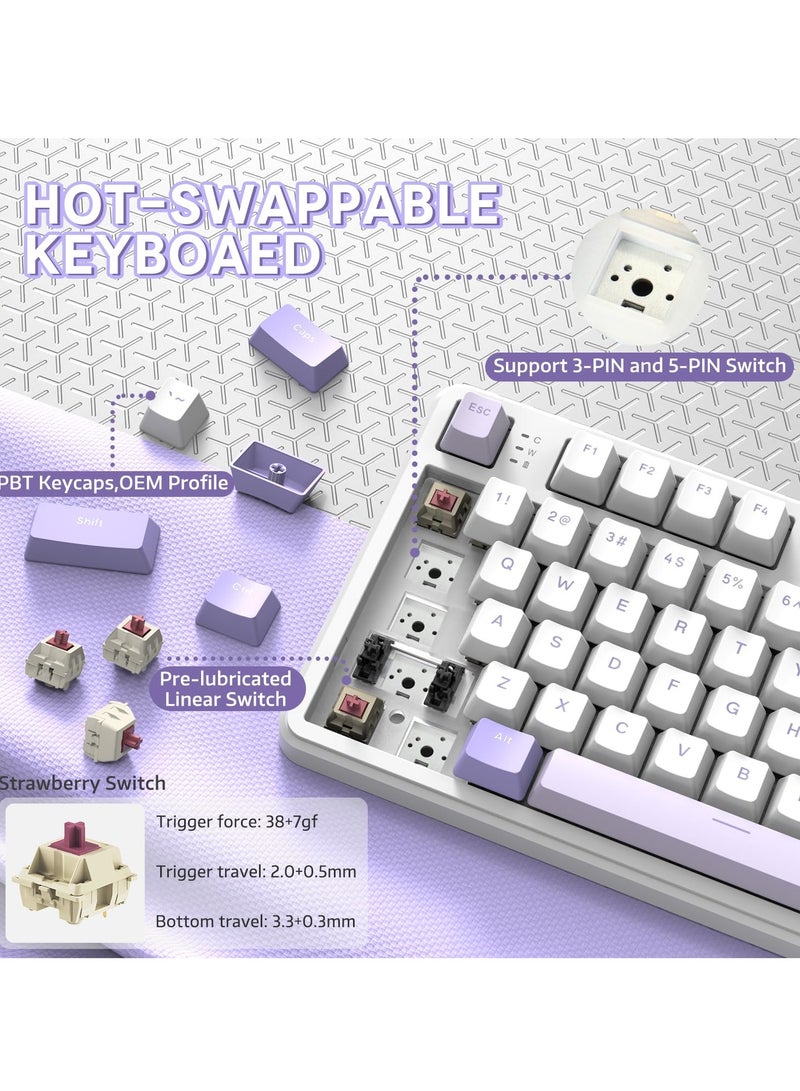 Attack Shark X87 Wireless Mechanical Gaming Keyboard, Tri-Mode BT5.0/2.4GHz/Wired Gasket Hot Swappable Custom Keyboard - Image 4