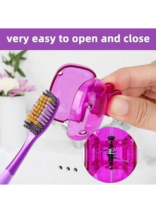 Hxezoc 4 Pack Travel Toothbrush Head Covers Toothbrush Protector Cap Brush Pod Case Protective Portable Plastic Clip for Household Travel, Camping, Bathroom, School, Business - Image 3