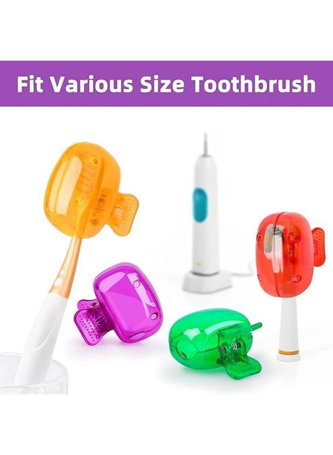Hxezoc 4 Pack Travel Toothbrush Head Covers Toothbrush Protector Cap Brush Pod Case Protective Portable Plastic Clip for Household Travel, Camping, Bathroom, School, Business - Image 2