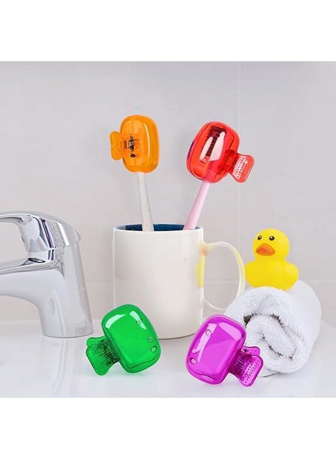 Hxezoc 4 Pack Travel Toothbrush Head Covers Toothbrush Protector Cap Brush Pod Case Protective Portable Plastic Clip for Household Travel, Camping, Bathroom, School, Business - Image 5
