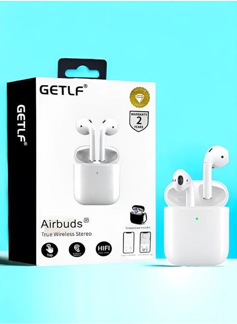 Original AirBuds Bluetooth headset, first edition, a wireless Bluetooth headset that supports wireless charging, features clear sound and noise isolation, works on all mobile phones such as iPhone,