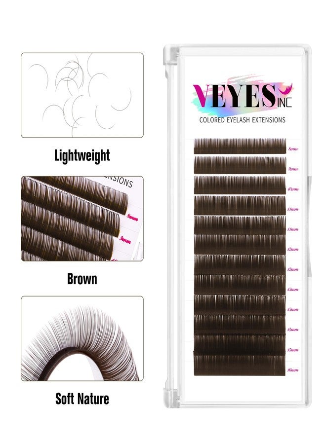 VEYES INC Colored Lash Extensions 03 05 07 15 C/D Curl 8-16mm Mixed Length Tray, Premium Individual Silk Eyelashes, Professional Supplies for Lash Techs (Dark Latte Brown 0.03 D 8-16mm) - Image 2