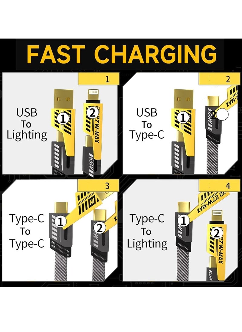 JAJEEK "4-in-1 Convertible Metal Fast Data Cable – 65W Braided USB-C, USB-A Cable for iPhone, iPad, MacBook, Samsung, Android (1.2M)" - Image 2