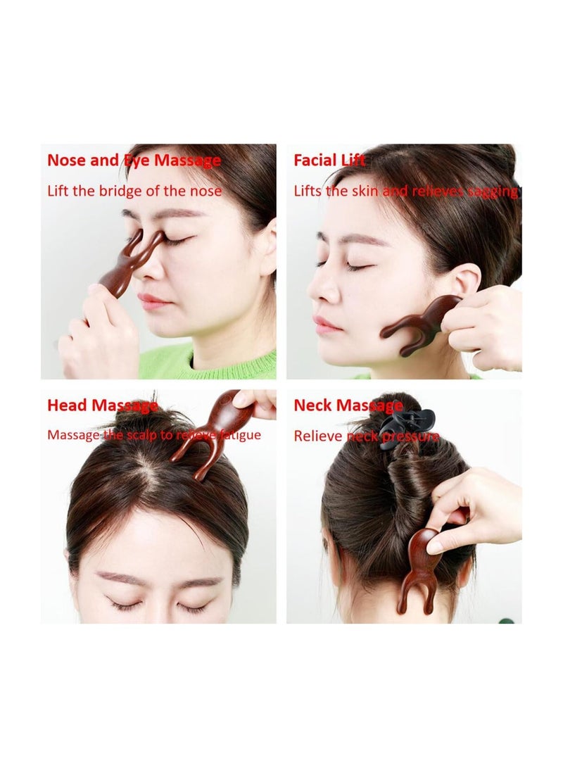 KASTWAVE Wooden Face Massage Stick, Scalp Massager Guasha Board Head Face, Handheld Body Massage Combs Tools, Pain Relief Deep Tissue, Lightweight Ergonomic Massager for Ear, Nose and Eye - Image 2