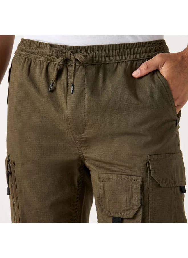 Ecko Unltd. Ecko Unltd Textured Flexi Waist Shorts with Cargo Pockets and Drawstring Closure