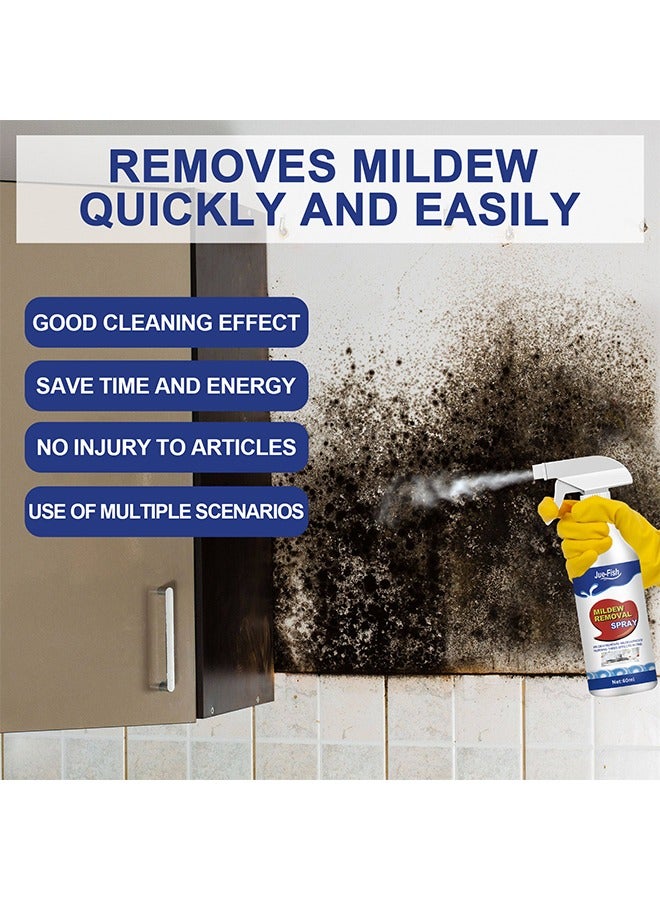 JUE-FISH Mildew Removal Spray With Towel And Brush, All Purpose Household Cleaner Spray, Suitable For Walls,Tiles, Floors, Sinks, Bathtubs And Toilets, Spray Cleaner For Ceiling, 60ML - Image 2