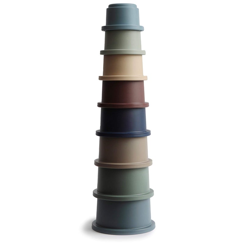 mushie Stacking Cups Toy 8 pcs | Made in Denmark (Forest) - Image 1