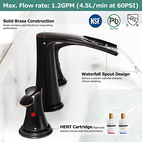 PARLOS Waterfall Widespread Bathroom Faucet Double Handles with Metal Pop Up Drain cUPC Faucet Supply Lines Oil Rubbed Bronze Demeter 1431803 - Image 3