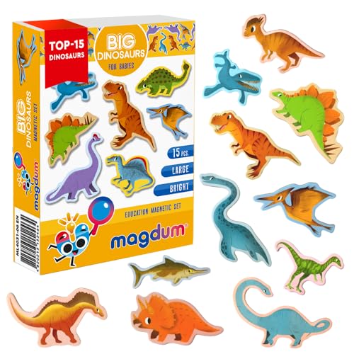 magdum Dinosaur Magnets Fridge Magnet for Kids 15 Large Fridge Magnets for Toddlers Refrigerator Magnet for Children Baby Magnetic Animal Toddler Toys Magnetic Baby Toys - Image 1