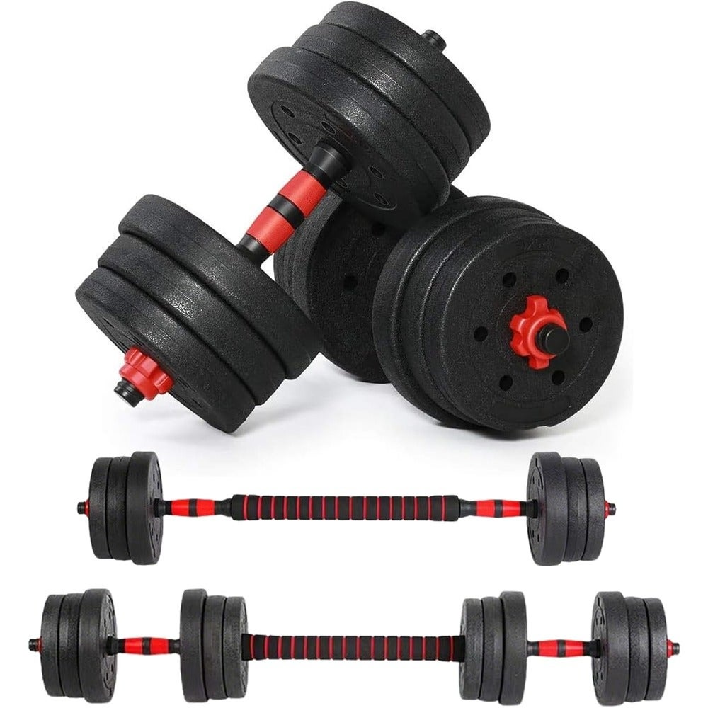 Dumbbell Set, Adjustable Weights Dumbbell Set with Steel/Rubber, Barbell Set 3-in-1 in for Home Gym Exercise Fitness Equipment for Strength Training