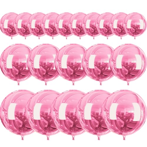 PartyWoo Pearl Pink Foil Balloons 20pcs Different Sizes Pack of 22 15 10 Inch Large Round Foil 4D Inflatable Mirror Ball Mylar Balloons for Baby Shower Birthday Gender Reveal Party Decorations - Image 1