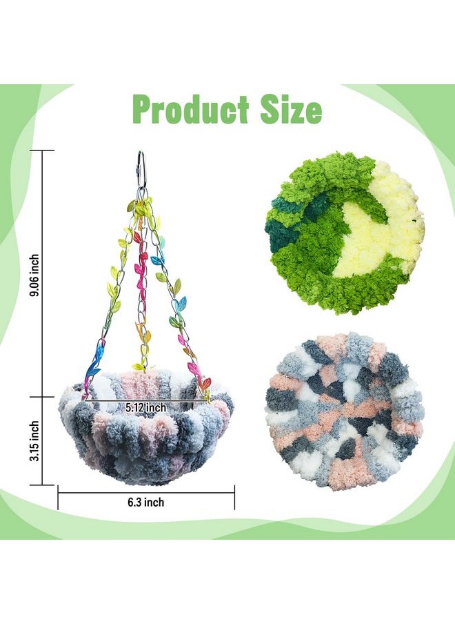 Kathson - kathson Hanging Bird Bed, Bird Hammock for Cage Winter Warm Bird Plush Nest Parrot Sleeping Bed for Budgie Lovebird Conure Quaker (Diameter 6.3 in, Green) - Image 1