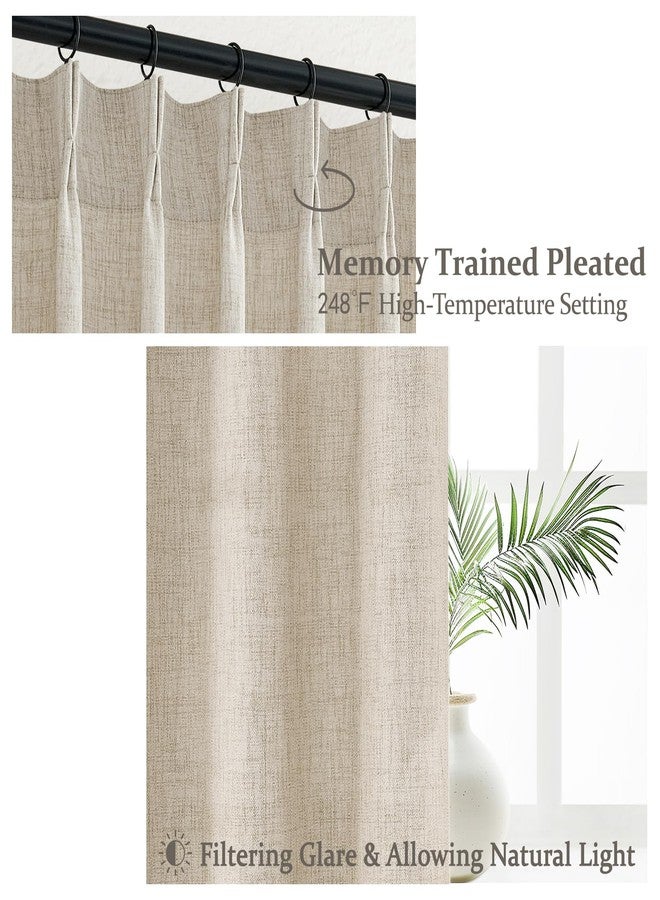 PleatedDrapes Lush Decor Curtain 105 Inch Curtains for Dining Room, Textured Boho Beige Natural Linen Sheer Curtains 2 Panels Set with Hooks&Rings for Bedroom 104-106 Inch Window Drapes (W40 xL105) - Image 3
