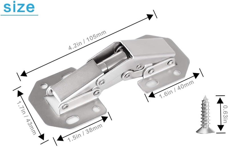 DOBOGA 8-Pack 4.2 Inch Hidden Hinges for Cabinet Doors Frameless, Concealed Cabinet Hinges, Flush Mount Hinges - Image 3