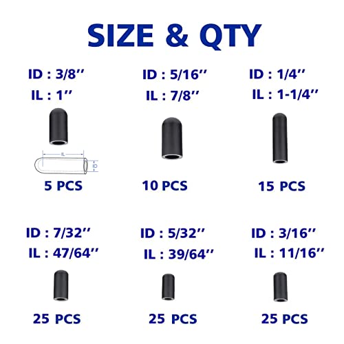 BUSY-CORNER 105 Pieces Vacuum Cap Assortment Kit, Dropper ID 3/8'' 5/16'' 1/4'' 7/32'' 5/32'' 3/16'', Hose Caps Kit for Car Carburetor Manifold - Image 2