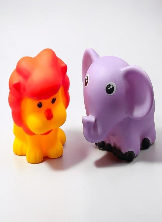 SARASI Soft Squeeze Wild Safari Animal Figures Set, Colourful Squeaky Bath Toys for Toddlers, 10 Pieces - Image 2
