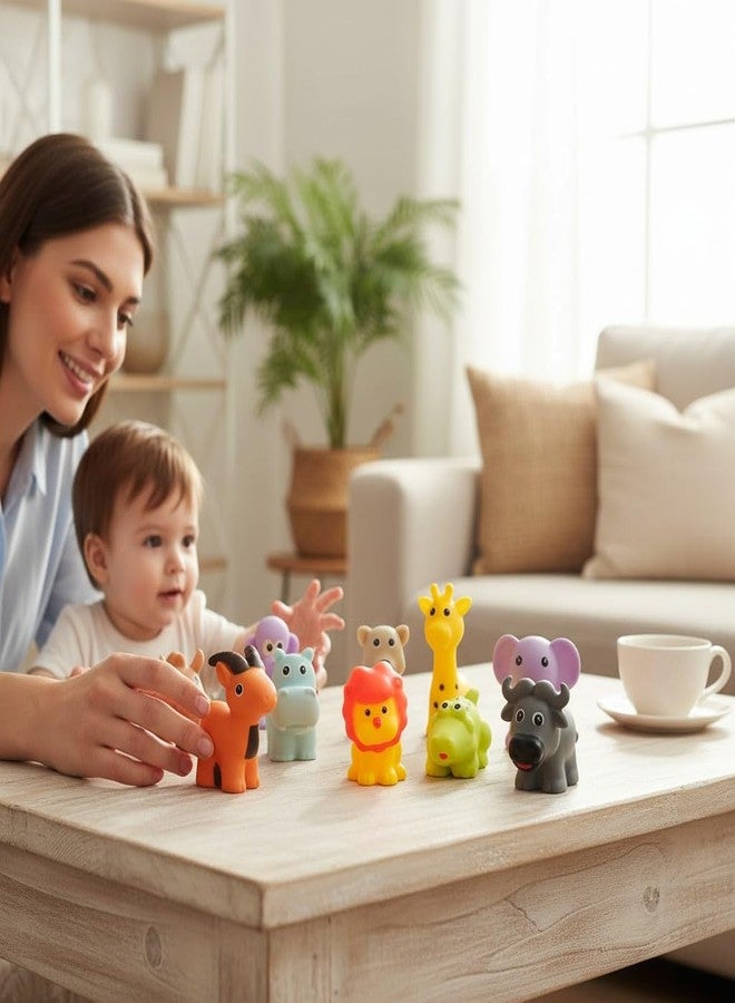 SARASI Soft Squeeze Wild Safari Animal Figures Set, Colourful Squeaky Bath Toys for Toddlers, 10 Pieces - Image 4