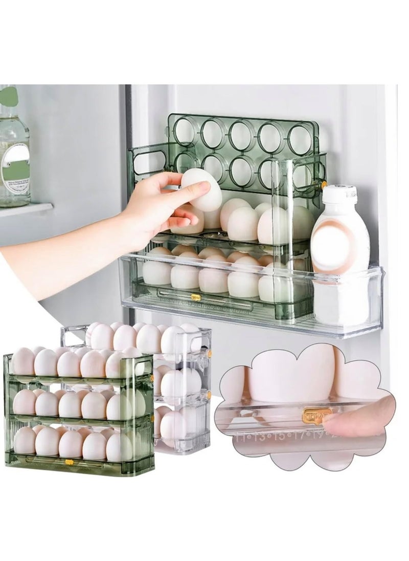 BLUE CORAL - Egg Storage Organizer Anti-Slipping Household Egg Containers Boxes Special-purpose Kitchen Gadgets for Refrigerator Side Door, Green - Image 1