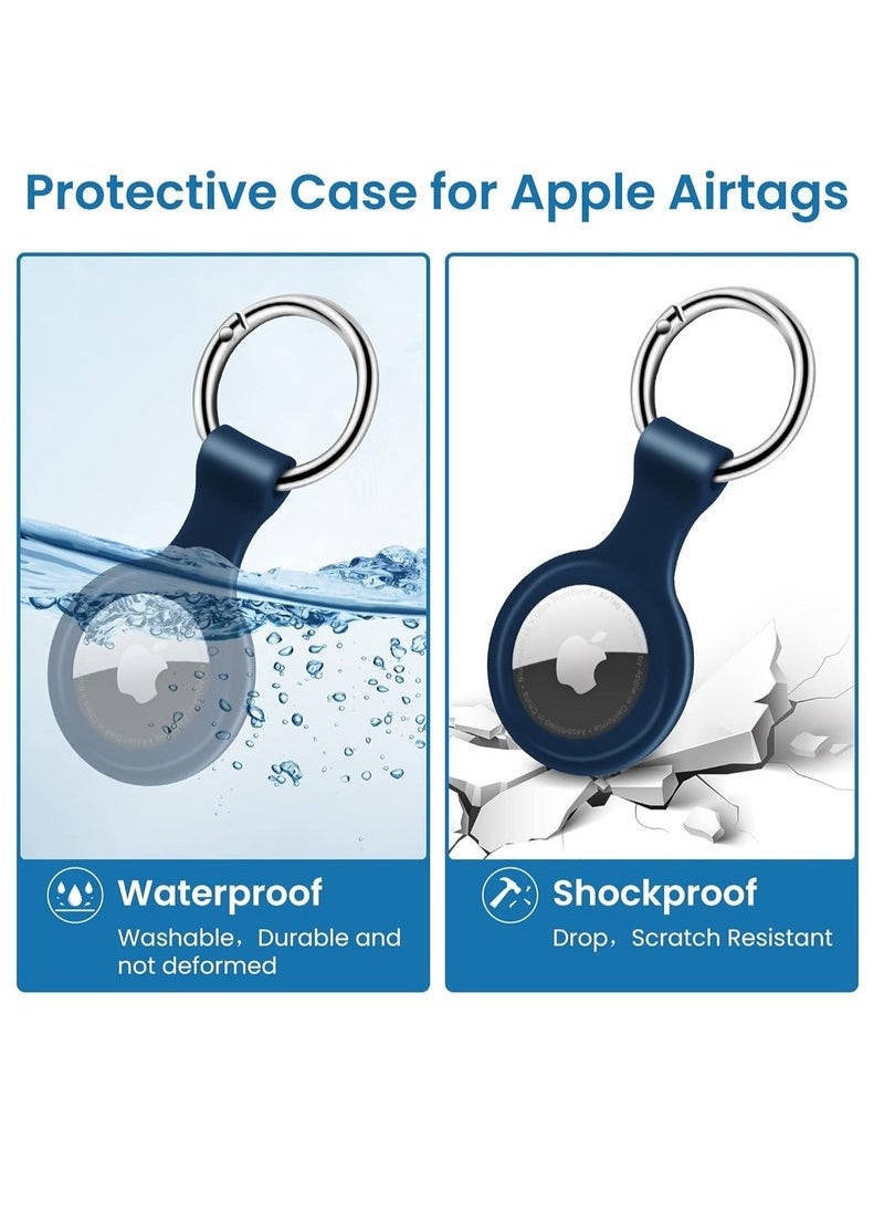 Generic 4 Pack Protective Air Tag Case Waterproof Liquid Silicone for Apple Airtags Keychain Key Ring Anti Lost AirTag Tracker Holder Anti Scratch Air Tags Cover Loop Finder Items GPS Accessories  - Image 4