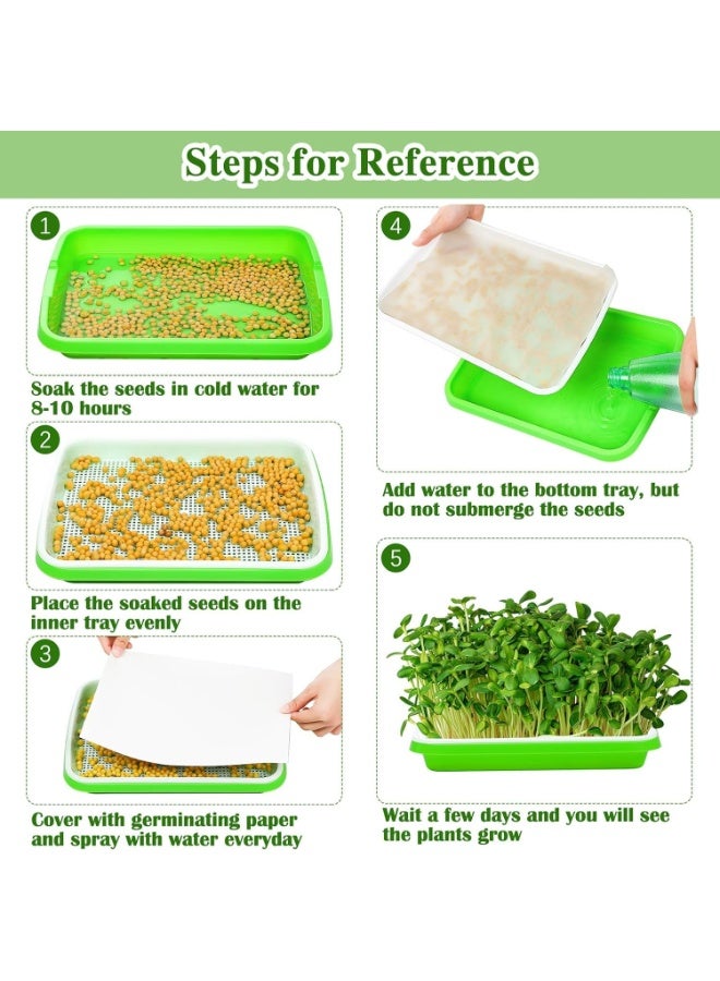 HZYH 5 Sets Seed Sprouter Trays with Drain Holes Sprouts Growing Kit includes Germination Propagation Trays Germinating Paper Spray Bottle Microgreens Growing Trays for Garden Home Office  Planting - Image 4