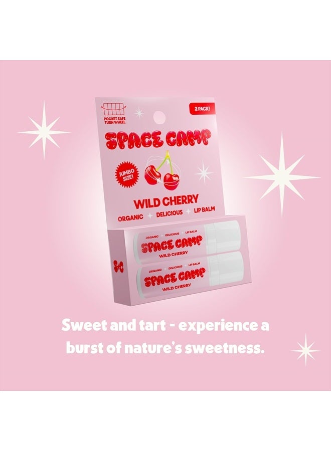 Space Camp Wellness Jumbo Lip Balm - Wild Cherry Organic Flavored Balm (2 Pack) - Image 2