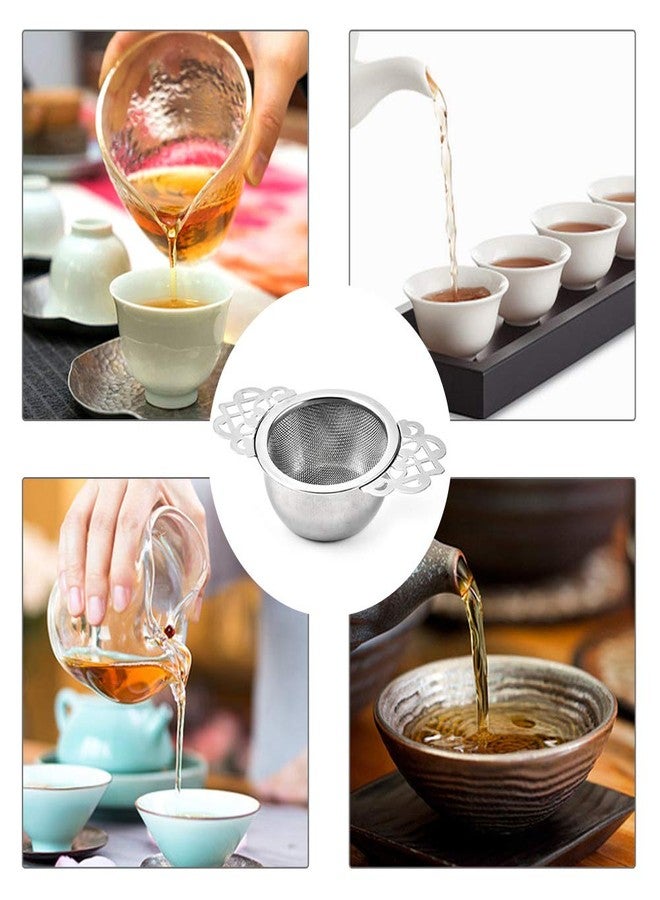 Picowe 4 Pack Tea Strainer Bowl, Stainless Steel Sliver Tea Strainers for Loose Tea Fine Mesh for 2.5-4 Inch Cup Mouth - Image 4