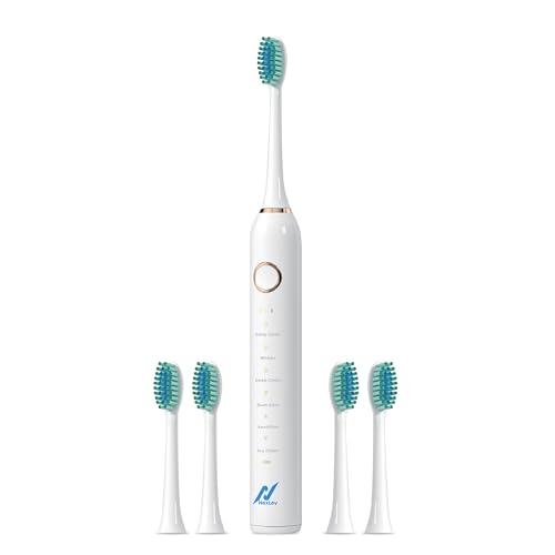 Nexlev Rechargeable Electric Toothbrush| 120 Days Life | 35K strokes/min| Type C| 6 Modes for Daily Use| 2 Min timer with 30sec Quadpacer | 4 Brushheads| IPX7 Waterproof| For Men & Women | ETC-07 White - Image 1