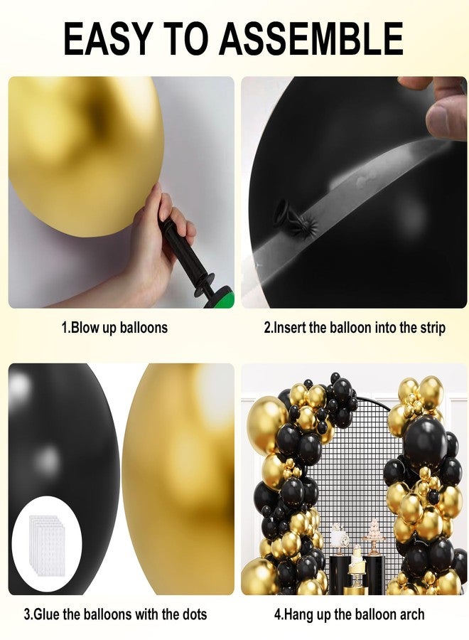 YMSZ Black and Gold Balloons, Black and Metallic Gold Balloons Garland Arch Kit for Birthday, New Years, Graduation and Anniversary Decorations Supplies - Image 3